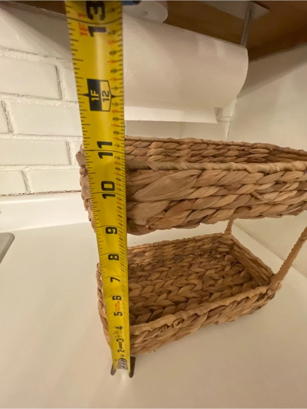 Woven Two-Tier Bathroom Storage Basket - Natural